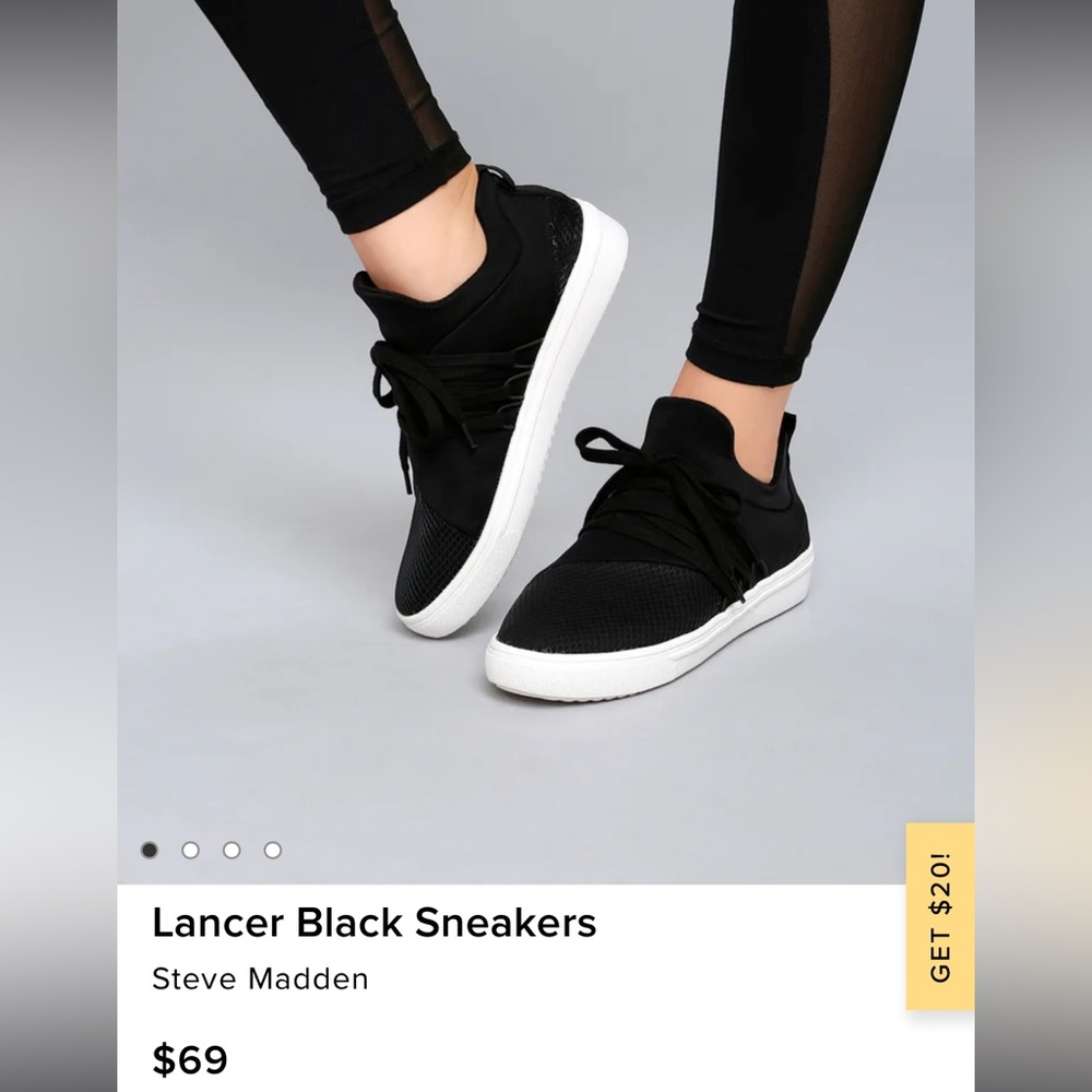 Steve Madden Size 9 Lancer Black Sneakers ~Black & White ~Runners Sneakers shoes - Picture 16 of 16